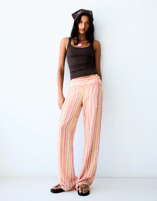 Amy | Striped Linen Trouser