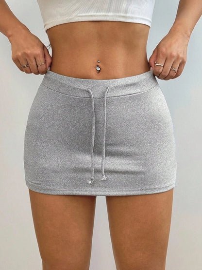 Emily - Grey Bodycon Mini Skirt