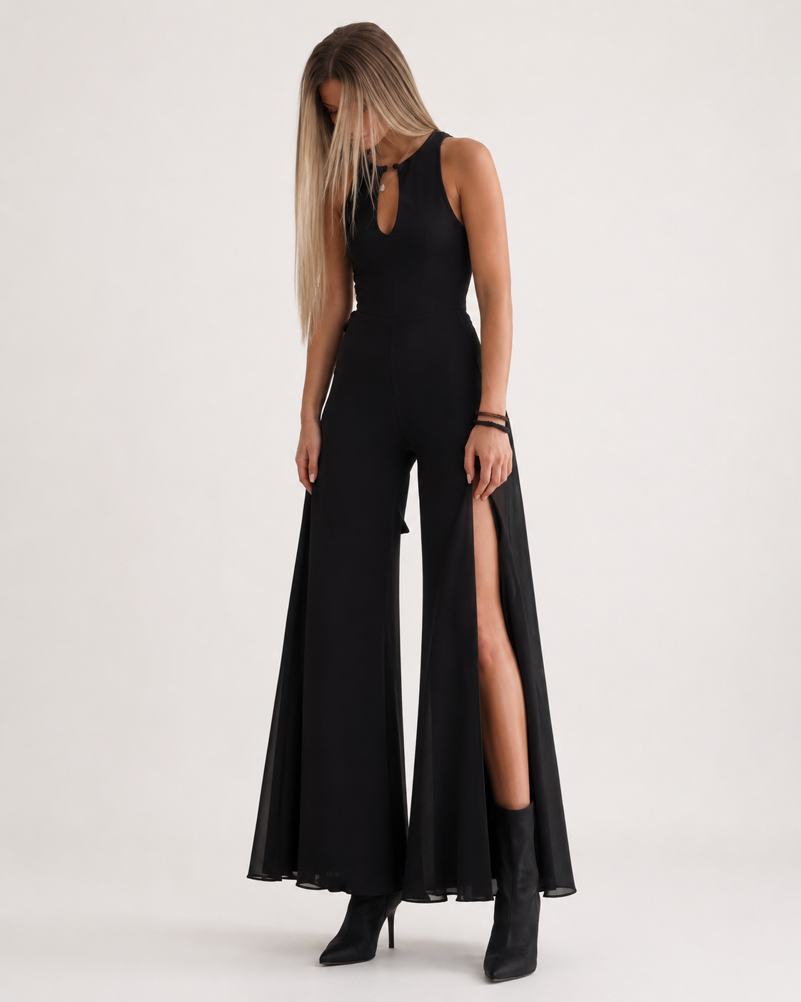 Noir Élan Open-Back Jumpsuit