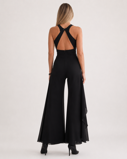 Noir Élan Open-Back Jumpsuit