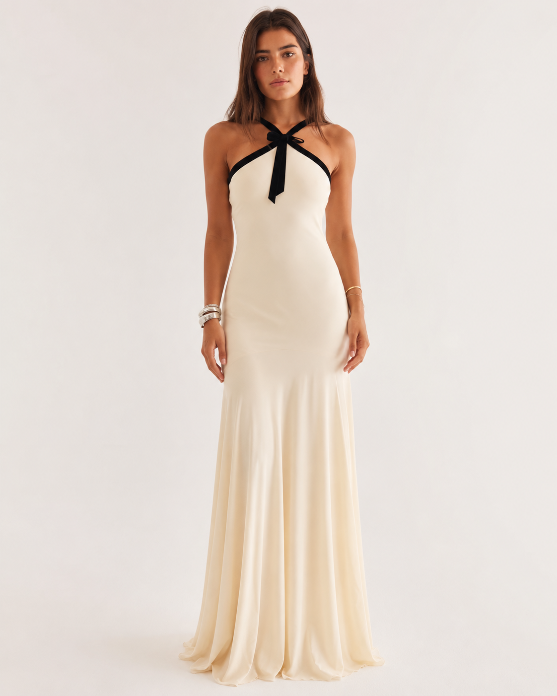 Amara Contrast Halter Maxi Dress