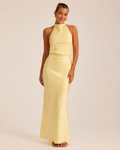 Solenne – Draped Halter Maxi Dress