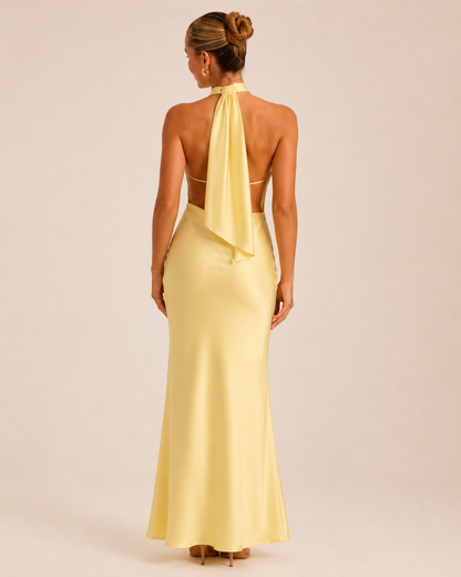 Solenne – Draped Halter Maxi Dress