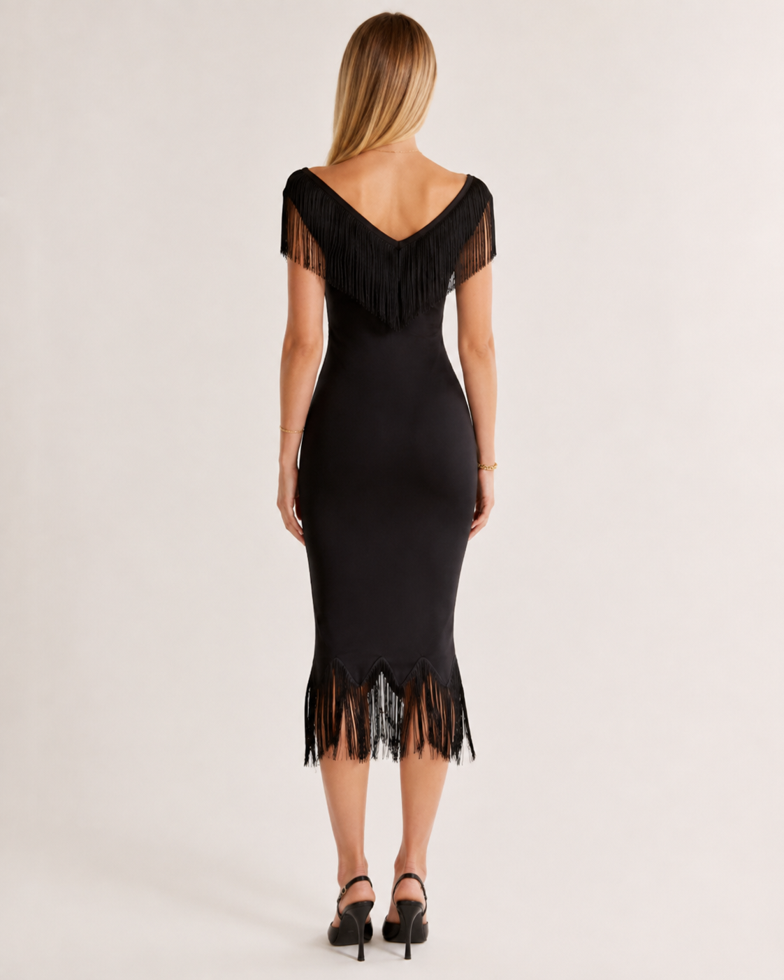 Noiré Fringe Midi Dress