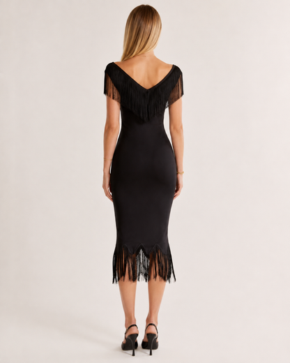 Noiré Fringe Midi Dress