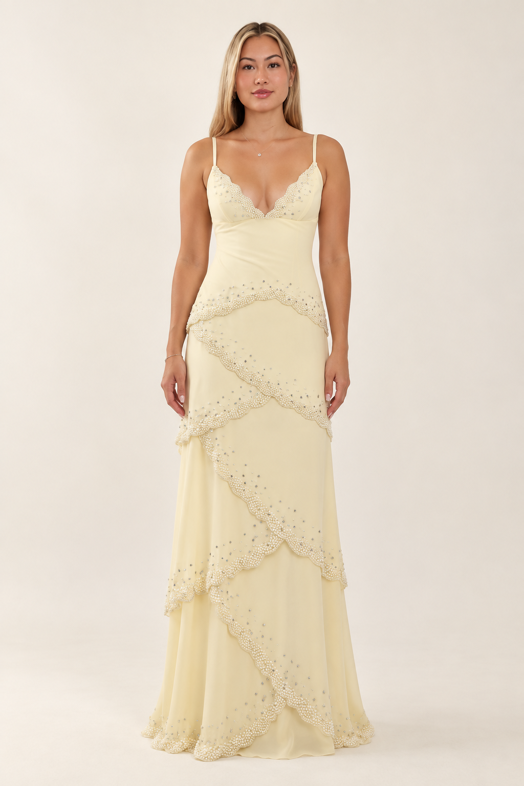Solenne Beaded Maxi Dress – Butter Yellow