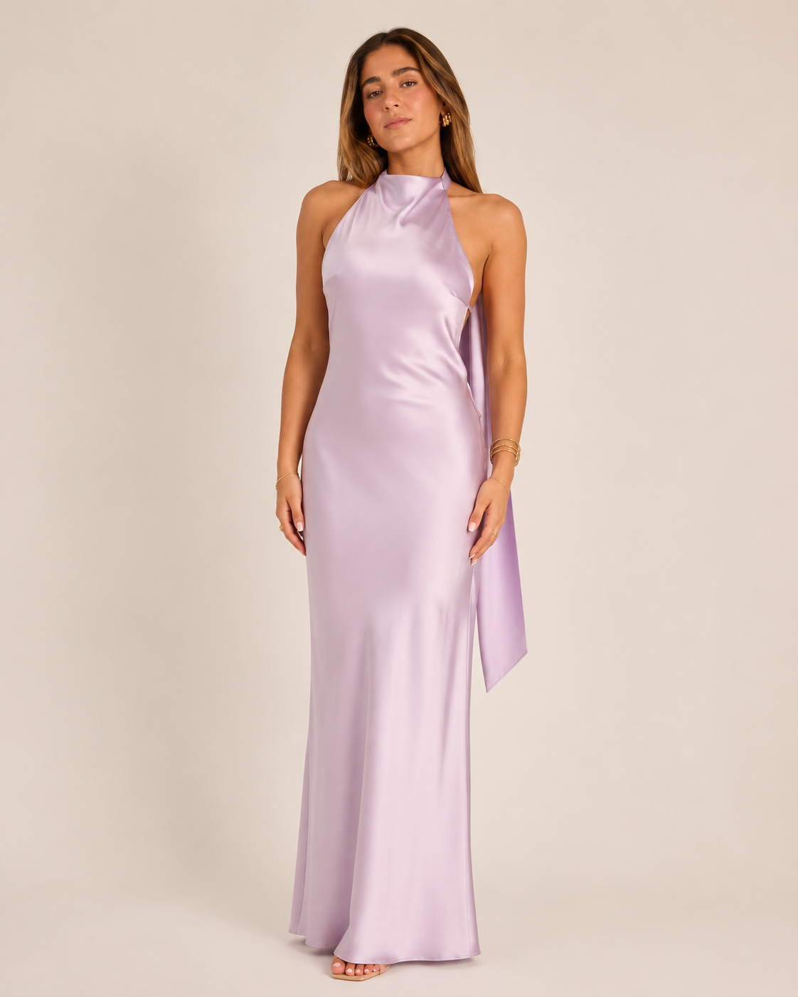 Solenne – Draped Halter Maxi Dress