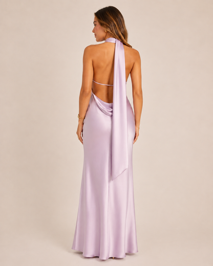 Solenne – Draped Halter Maxi Dress
